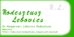 modesztusz lebovics business card